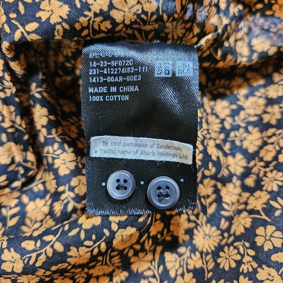 UniQlo Studio Sanderson Long Sleeve Pleated Button Up Blouse, Orange/Black, XS - Picture 9 of 13